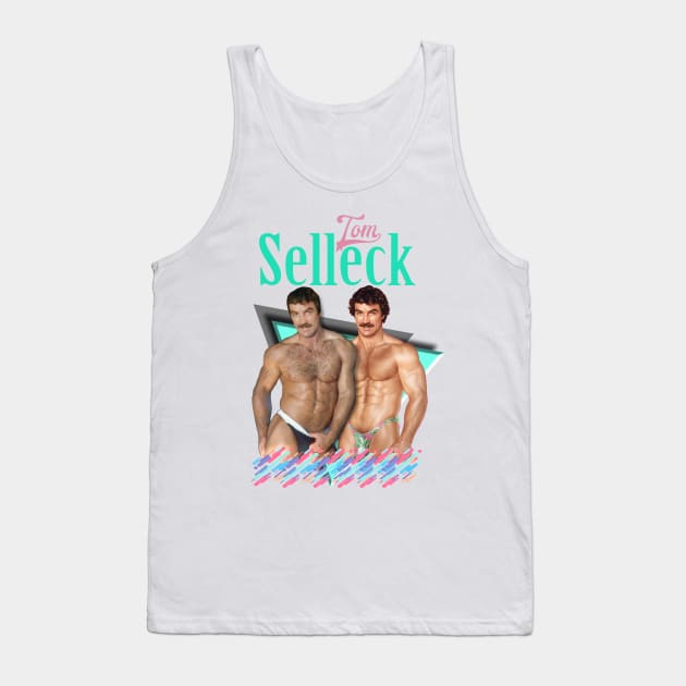 Tom Selleck 80s Aesthetic Design Tank Top by chanda's